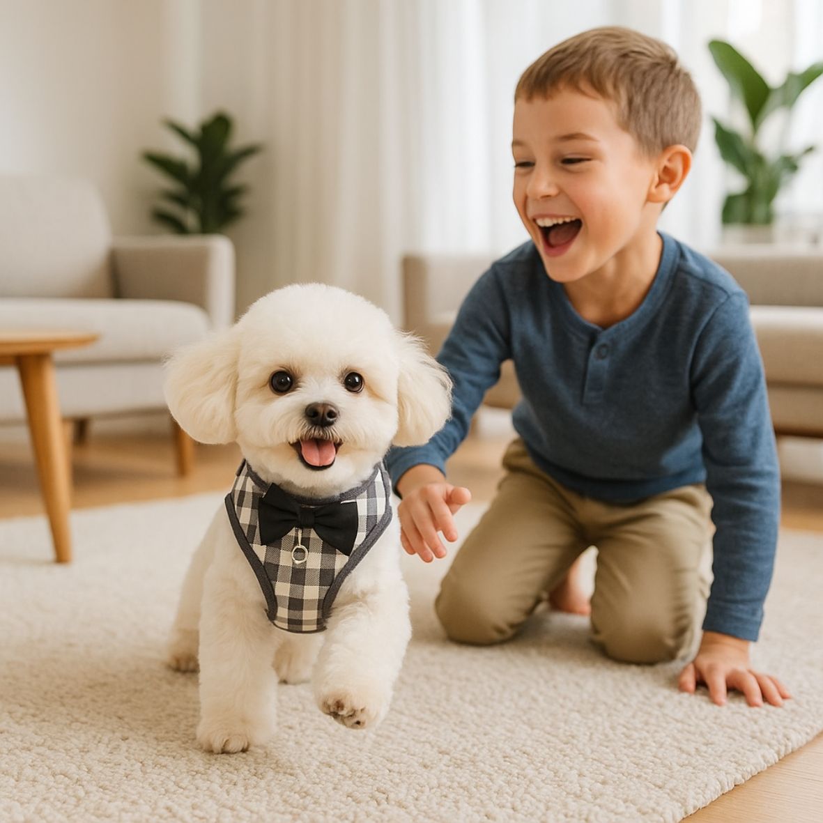 Harnais pour petit chien | Lignes carrées colorées