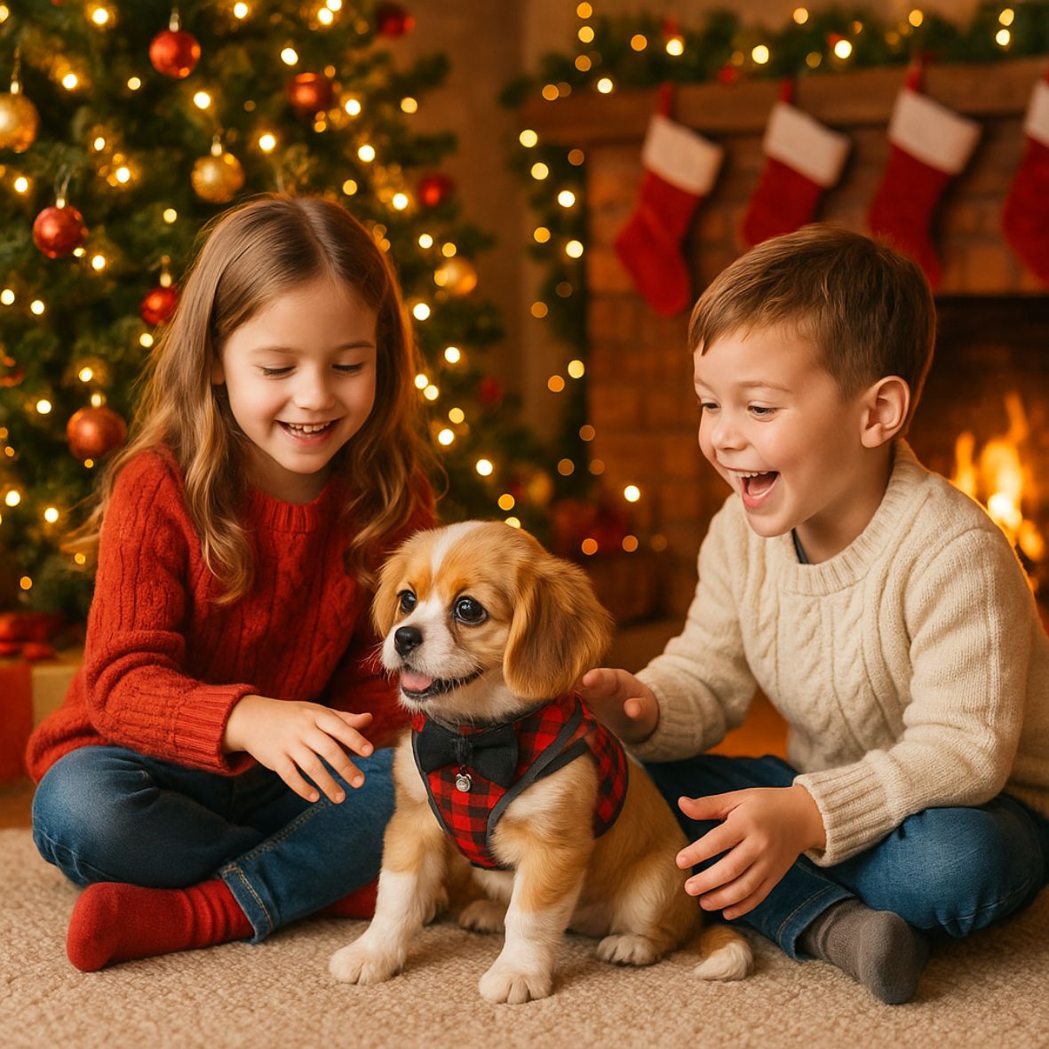 Harnais pour petit chien | Lignes carrées colorées