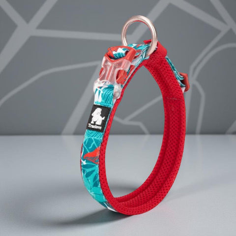 collier chien truelove camouflage rouge bleu