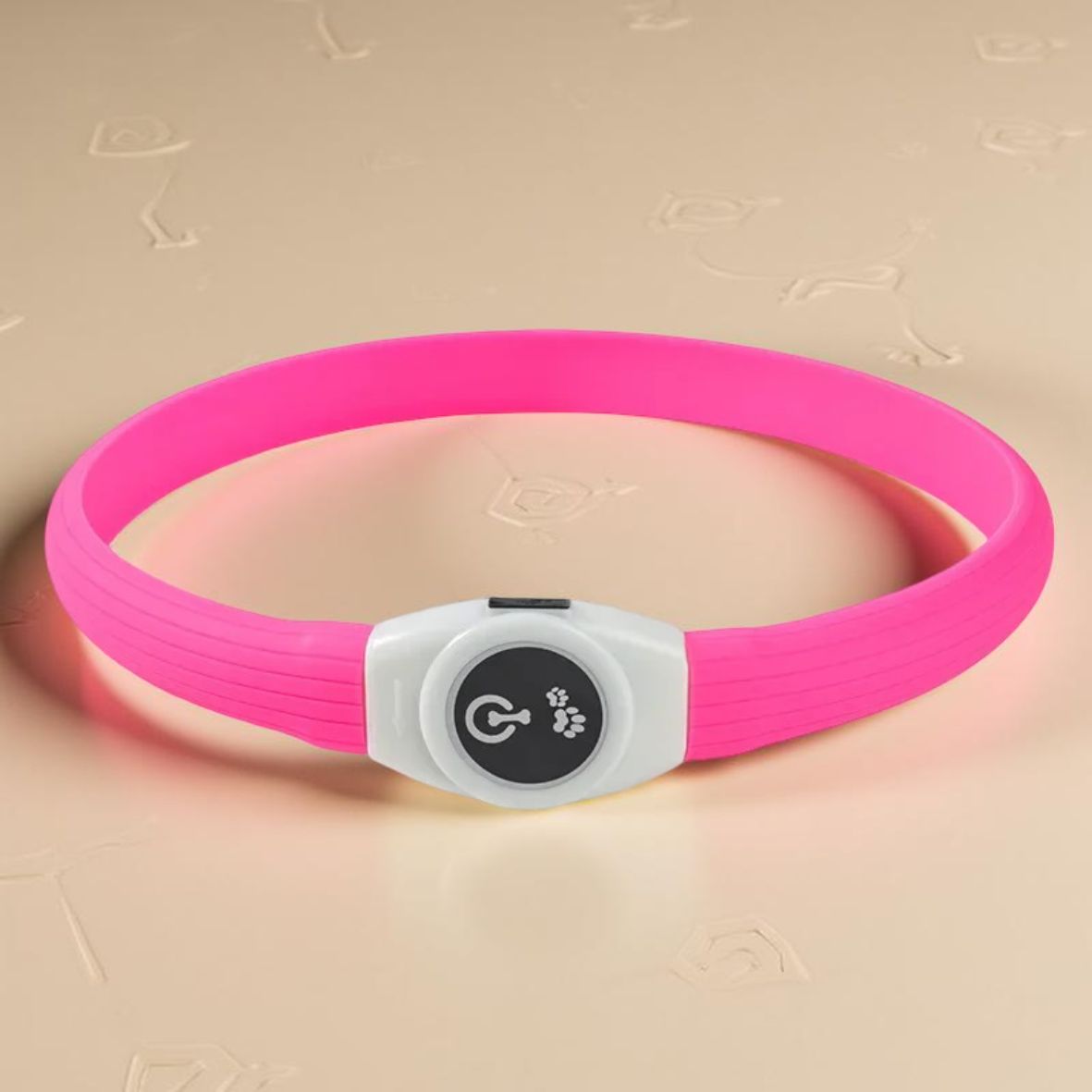 collier lumineux chien LED en PVC rose
