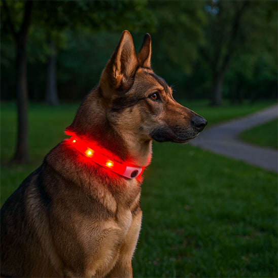 collier lumineux chien visible la nuit