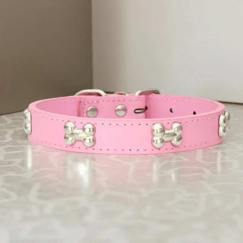 collier pour chien a clous rose