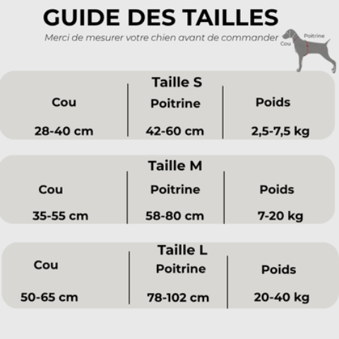 harnais anti traction chien impermeable guide des tailles