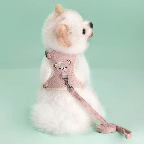 harnais petit chien laisse pour lapin rose