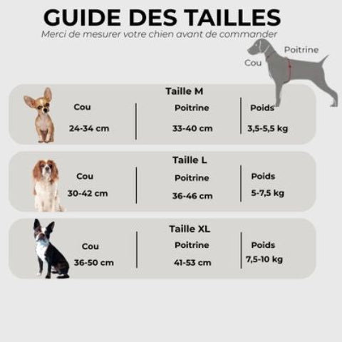 harnais petit chien selle de moulage Guide des tailles