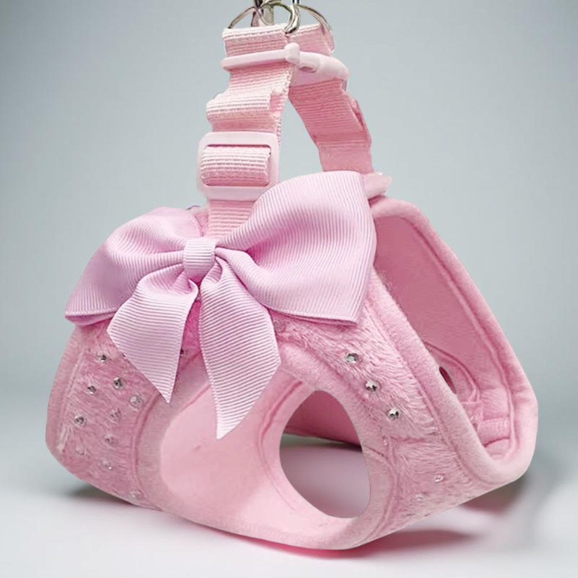 harnais pour petit chien gilet avec petit diamants rose