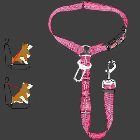 laisse chien ceinture 2 en 1 rose