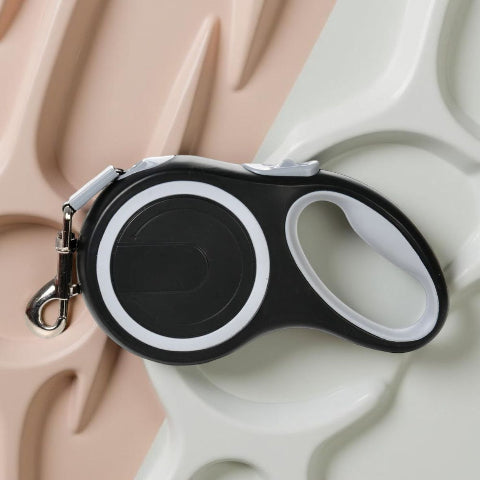 laisse de chien retractable en nylon noire