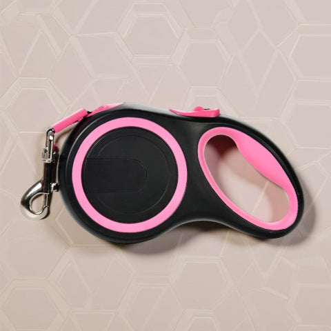 laisse de chien retractable en nylon rose