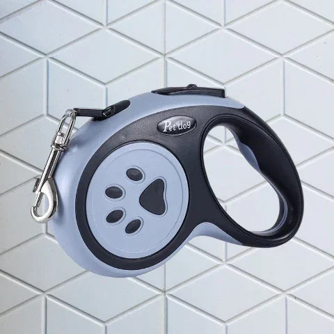 laisse enrouleur pattes de chien noire