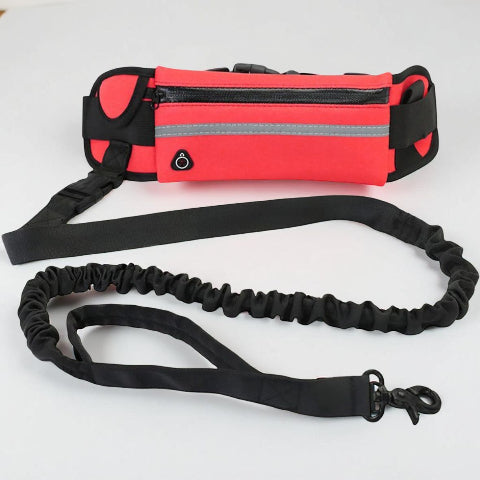 laisse pour chien main libre rouge durable