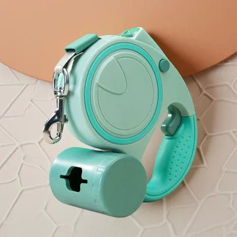 une laisse de chien retractable 3 en 1 verte