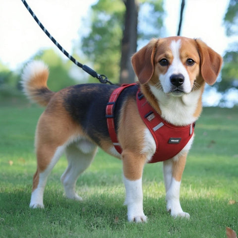 beagle qui porte porte le harnais chien laisse anti traction rouge durable
