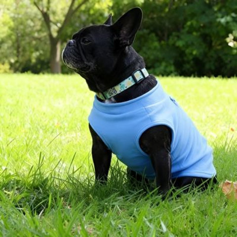 bulldog qui porte le manteau chien bleu impermeable