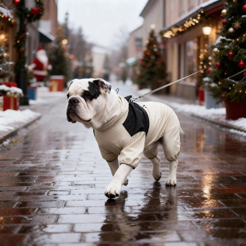 bulldog qui porte le manteau pour chien pawtectpro beige de haute qualite