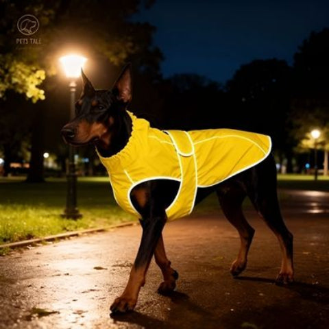 chien qui porte  l impermeable pour chien visible la nuit