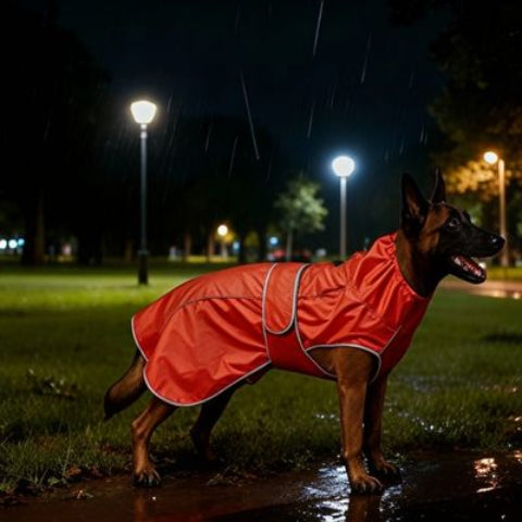 chien qui porte l impermeable pour chien visible dans la pluie