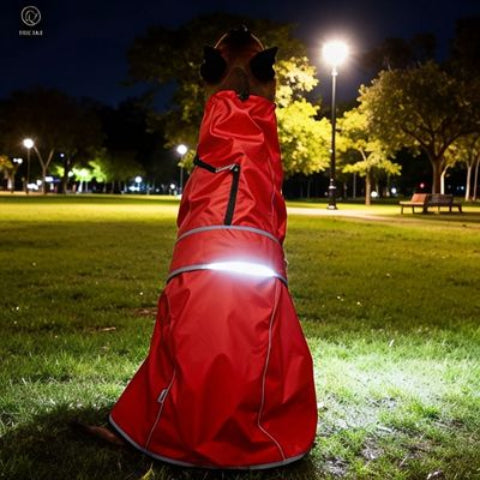 chien qui porte l impermeable pour chien visible