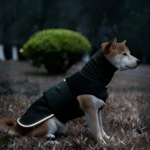 chien qui porte le manteau pour chien gilet vert visible la nuit