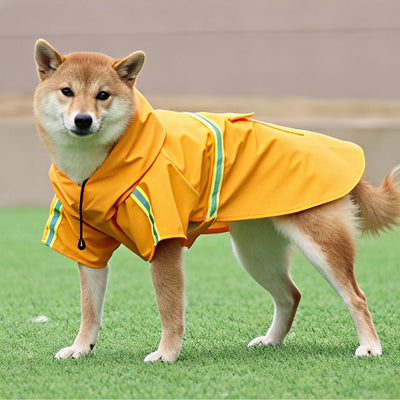 pembroke qui porte le manteau pour chien glowcape jaune elegant