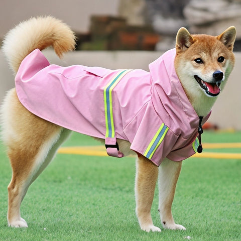chien qui porte le manteau pour chien glowcape rose pratique