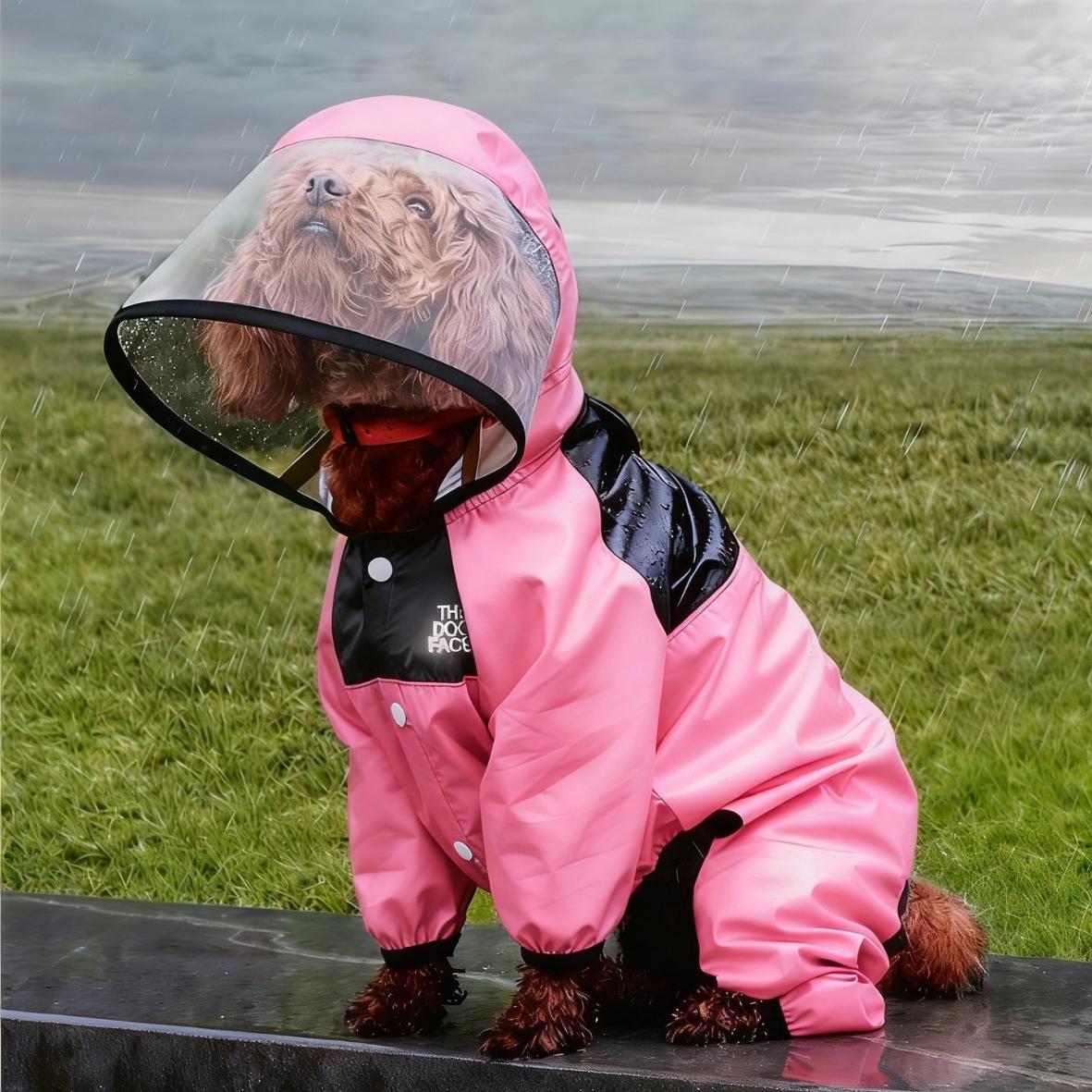 chien qui porte le manteau pour chien safepet rose mignon