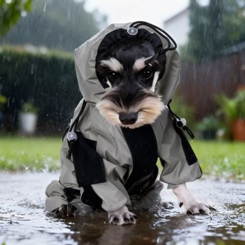 chien qui porte le manteau pour chien thermoprotect chic dans la pluie