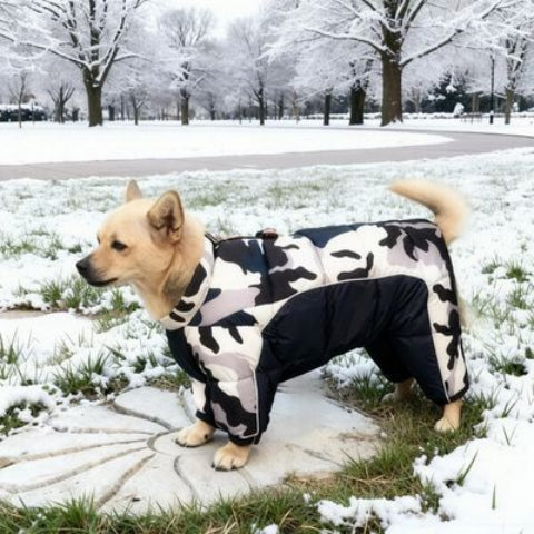 chiot qui porte le manteau pour chien impermeable de qualite