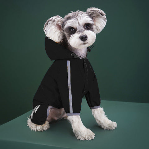 chiot qui porte le manteau pour chien raincoat noir