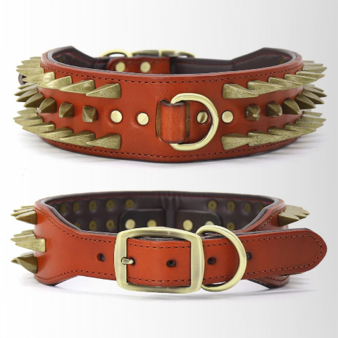 collier a clou pour chien brun chic