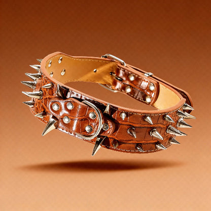 collier a clou pour chien brun de qualite