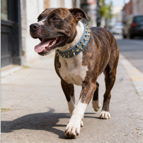 collier a clou pour chien en cuir ajustable de qualite