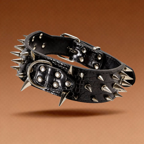 collier a clou pour chien noir chic