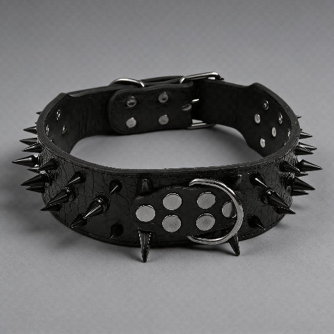 collier a clou pour chien noir de style