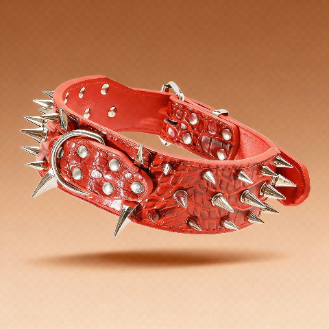 collier a clou pour chien rouge elegant