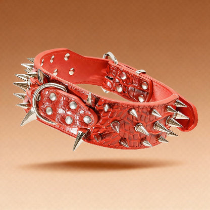 collier a clou pour chien rouge elegant
