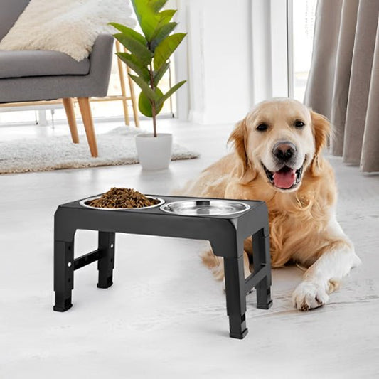 GAMELLE CHIEN SURÉLEVÉE | SUPPORT RÉGLABLE - Les chiens beaux