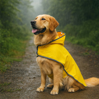 golden retriever qui porte le manteau pour chien wetguard jaune pratique
