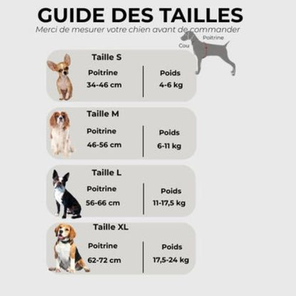 harnais anti traction chien Guide des tailles