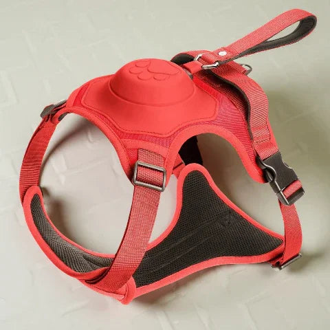 harnais anti traction chien tout en un rouge