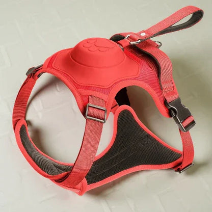 harnais anti traction chien tout en un rouge