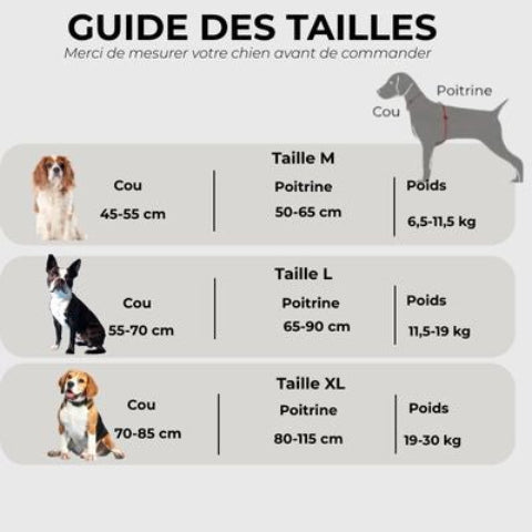 harnais anti traction pour chien servidog Guide des tailles