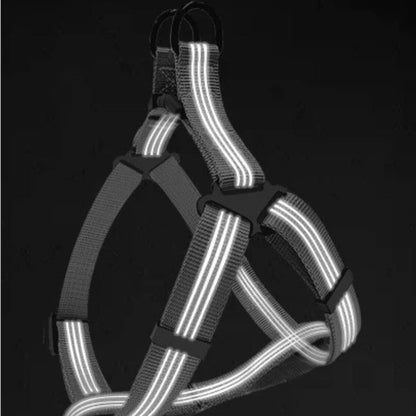 HARNAIS CHIEN ANTI TRACTION DE POITRINE EN NYLON NOIR ET GRIS - Les chiens beaux