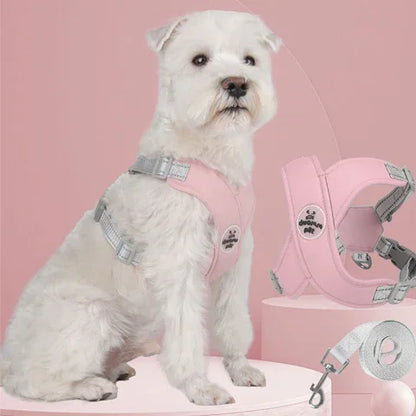 harnais chien anti traction gilet rembourre en forme x rose robuste