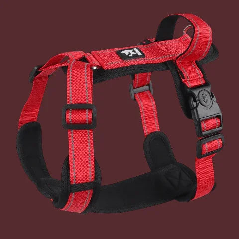 harnais chien avec poignee SFP rouge elegant