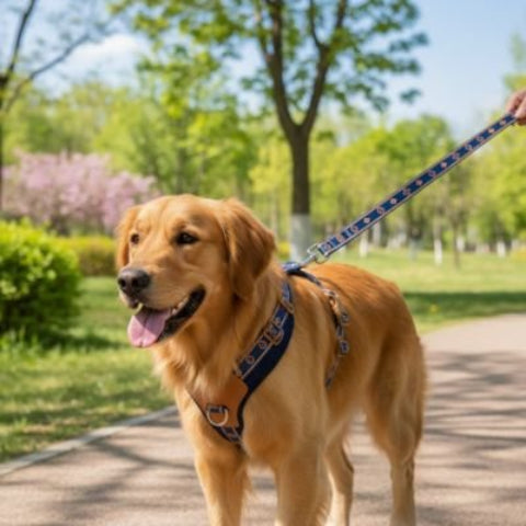 Harnais chien bleu tres joli