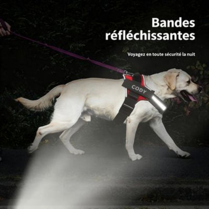 harnais chien de service avec bandes reflechissantes
