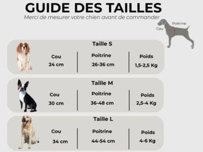 harnais chien en maille Guide des tailles