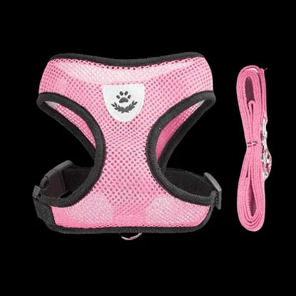 harnais chien en maille rose