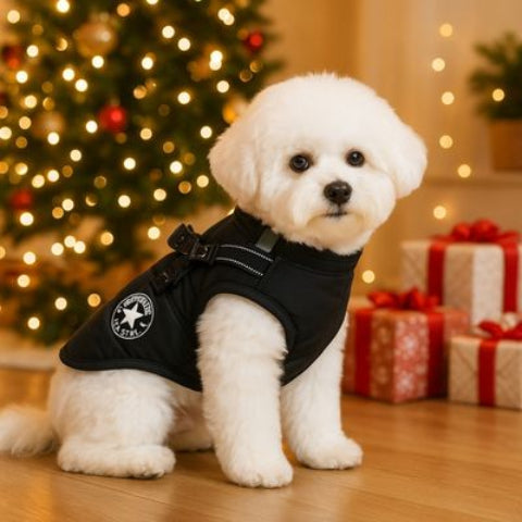 harnais chien hiver noir adorable